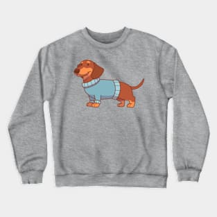 Chocolate & tan dachshund wearing a blue sweater Crewneck Sweatshirt